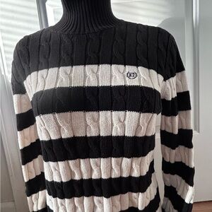 Chaps Black and White Knit Sweater size M